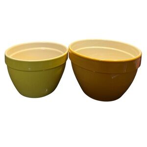 Crate & Barrel 6" Addison Yellow & 7" Gold Nesting Bowls Set